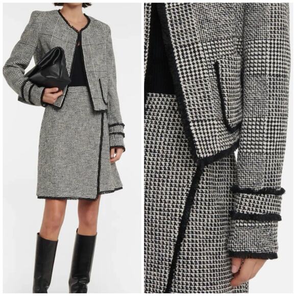 Dorothee Schumacher Houndstooth Black & White Tweed Blazer Jacket Sz 5/US 10 - Picture 2 of 9